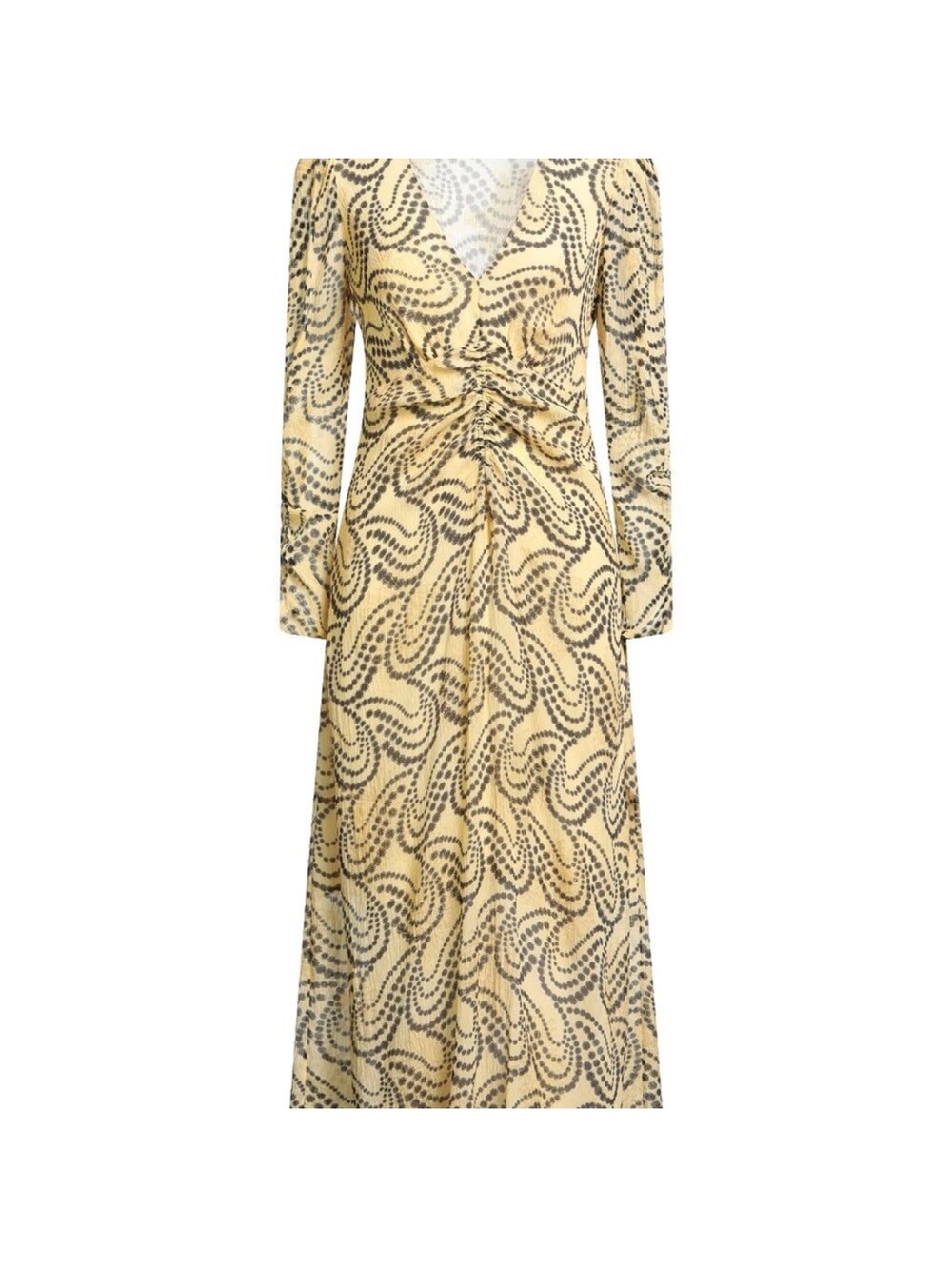 Sandro Yellow & Black Twist-Front Maxi Dress